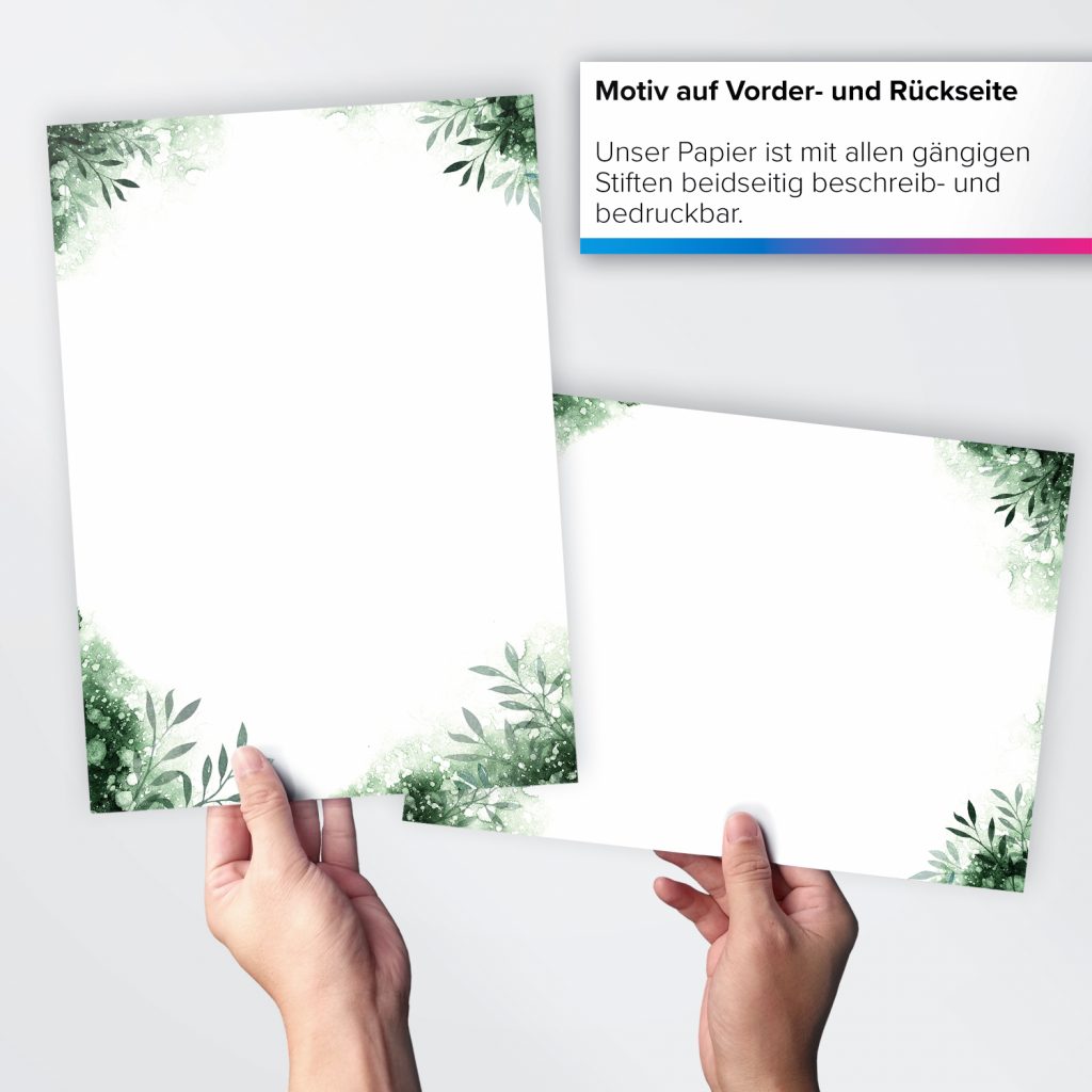 Briefpapier Grüne Orchidee Auf Schwarzen Steinen – 20 Blatt DIN A4, 90 G/m²