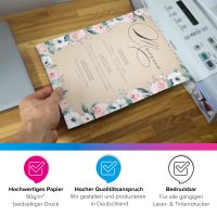 20 Blatt Briefpapier Rote Rosen – DIN A4, 90 G/m² | Für Drucker & Handbeschriftung, Einseitig Bedruckt