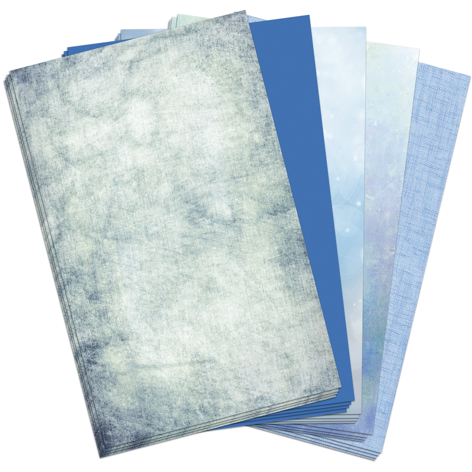 50 Blatt Briefpapier 5 x 10 A4 Briefbögen Motivpapier Bastelpapier Mix Blau 