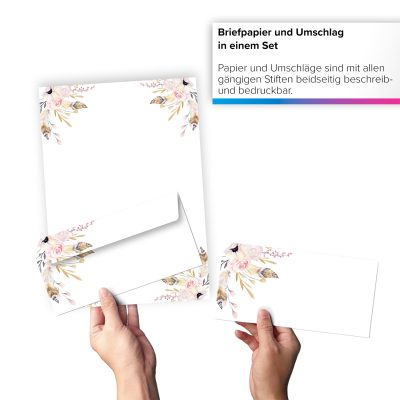 Motivpapier mit Briefumschlägen