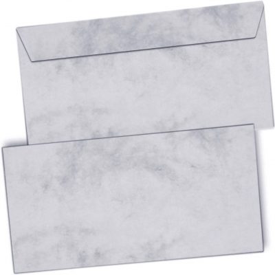 50 Briefumschläge Marmor Grau edel Vintage - DIN lang haftklebend ohne Fenster