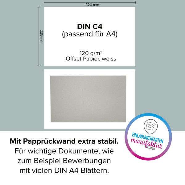 10 Briefumschläge DIN C4 Papprückwand für A4 selbstklebend weiß für Bewerbung