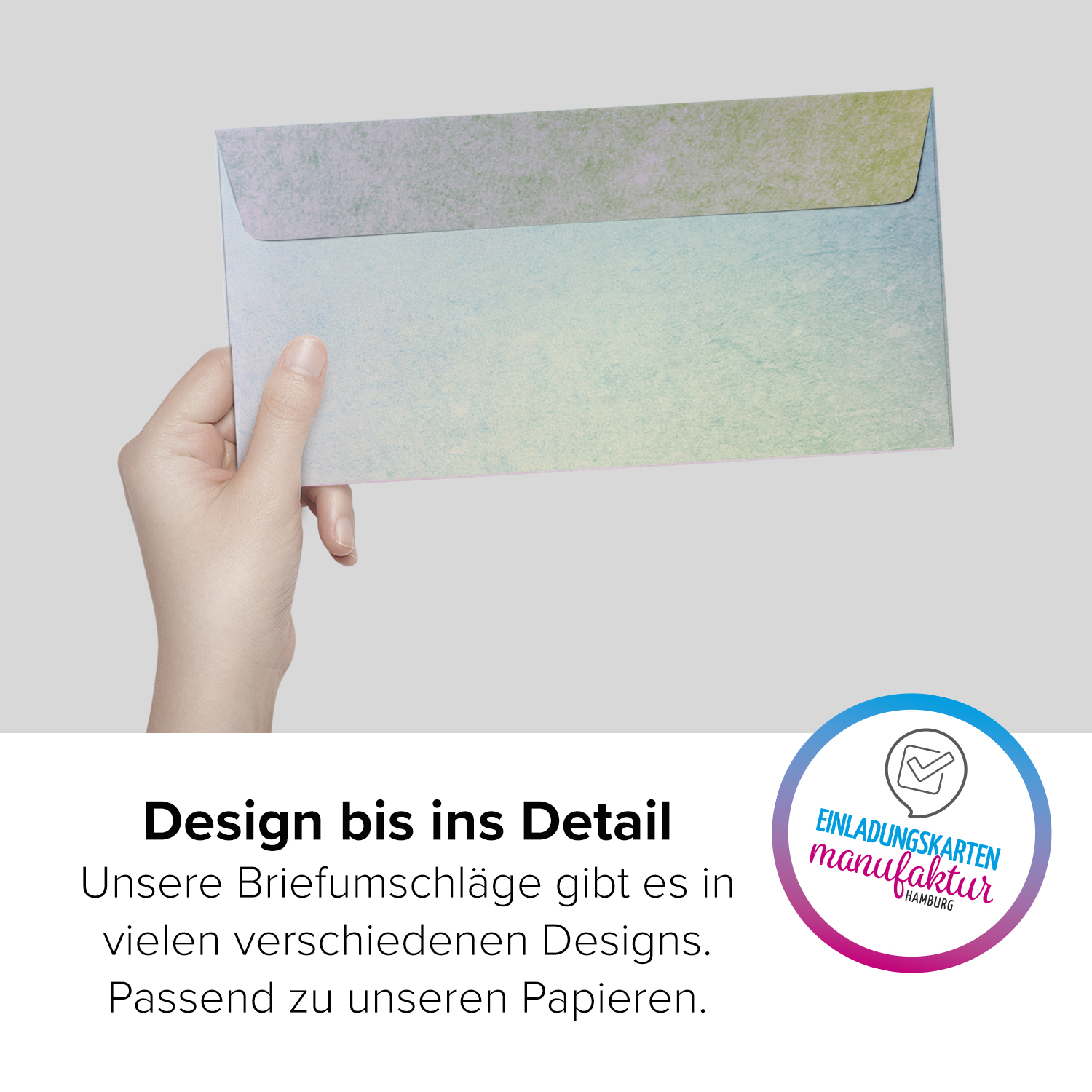 100 Briefumschläge Design-Motiv REGENBOGEN DIN LANG ohne Fenster selbstklebend 