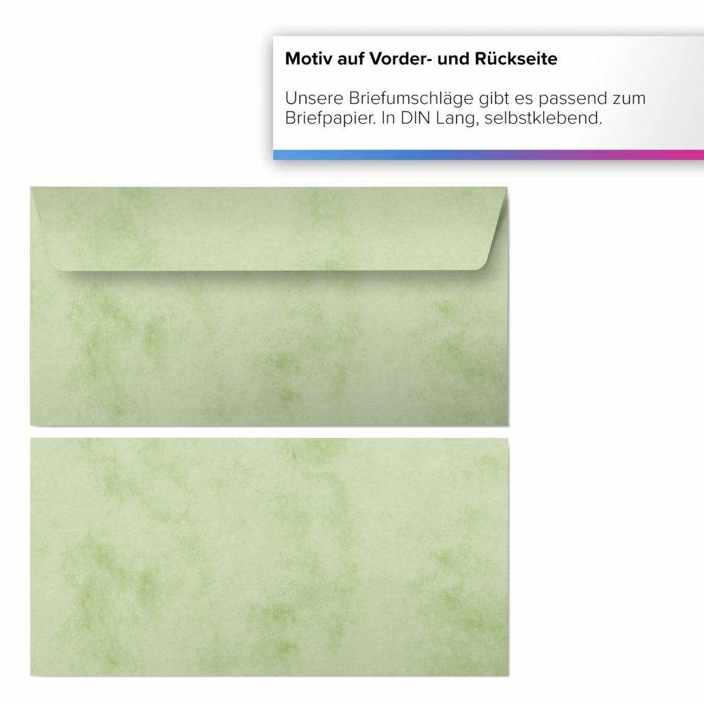 Dezent Marmoriert Briefumschläge – 10er-Set DIN Lang, Komplett Bedruckt, Made In Germany