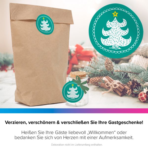 48 Weihnachtsaufkleber Tannenbaum - für Geschenke zu Weihnachten / Sticker / Aufkleber / Etiketten / Geschenkaufkleber rund / Set