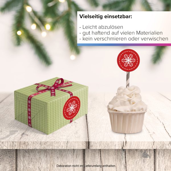 48 Weihnachtsaufkleber Schneeflocke - für Geschenke zu Weihnachten / Sticker / Aufkleber / Etiketten / Geschenkaufkleber rund / Set