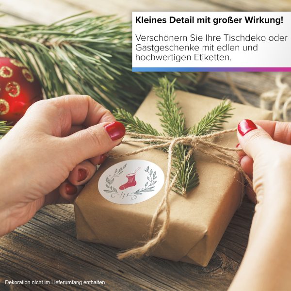 48 Weihnachtsaufkleber Weihnachtssocke - für Geschenke zu Weihnachten / Sticker / Aufkleber / Etiketten / Geschenkaufkleber rund / Set