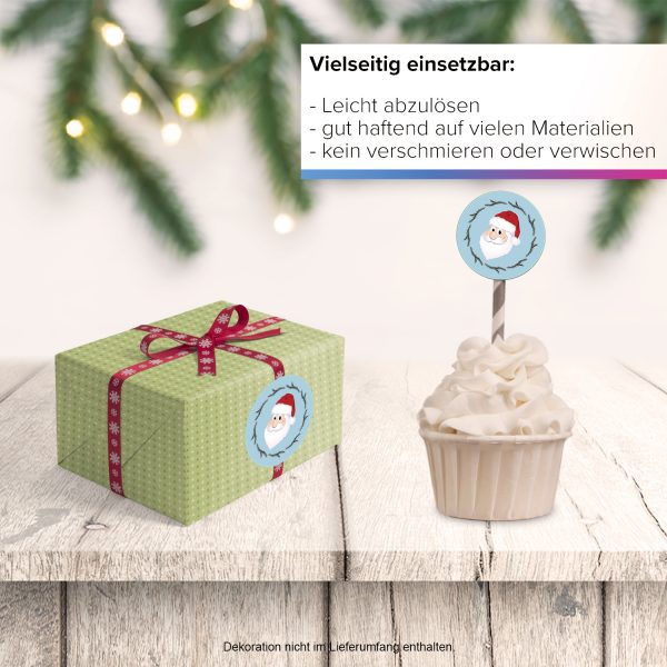 48 Weihnachtsaufkleber Weihnachtsmann - für Geschenke zu Weihnachten / Sticker / Aufkleber / Etiketten / Geschenkaufkleber rund / Set