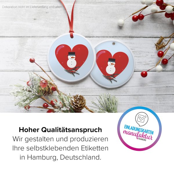 48 Weihnachtsaufkleber Schneemann mit Herz - für Geschenke zu Weihnachten / Sticker / Aufkleber / Etiketten / Geschenkaufkleber rund / Set