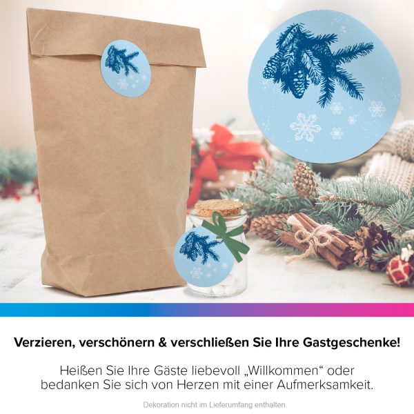 48 Weihnachtsaufkleber Tannenzapfen - für Geschenke zu Weihnachten / Sticker / Aufkleber / Etiketten / Geschenkaufkleber rund / Set