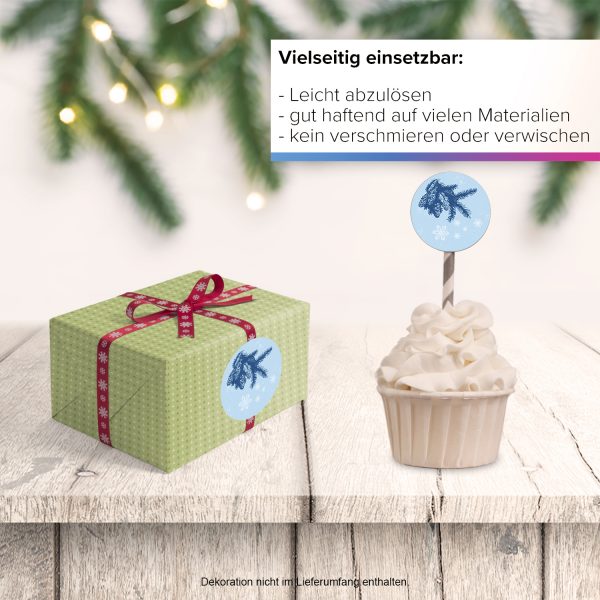 48 Weihnachtsaufkleber Tannenzapfen - für Geschenke zu Weihnachten / Sticker / Aufkleber / Etiketten / Geschenkaufkleber rund / Set
