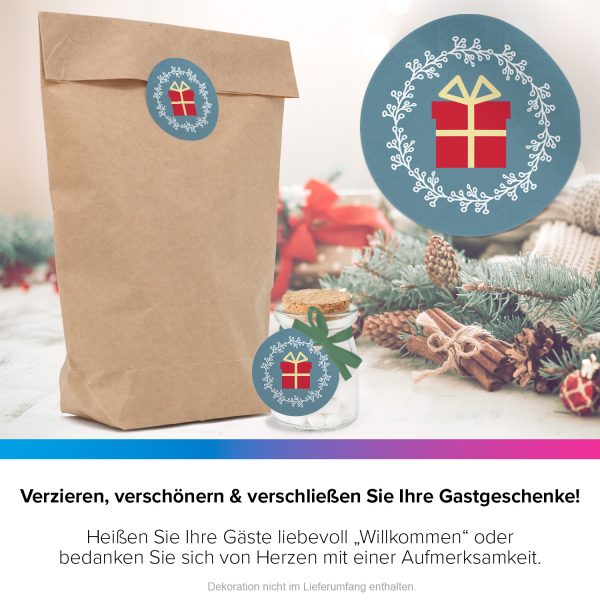 48 Weihnachtsaufkleber Weihnachtsgeschenk - für Geschenke zu Weihnachten / Sticker / Aufkleber / Etiketten / Geschenkaufkleber rund / Set