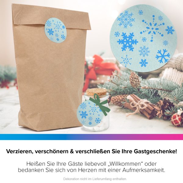 48 Weihnachtsaufkleber Schneeflocken - für Geschenke zu Weihnachten / Sticker / Aufkleber / Etiketten / Geschenkaufkleber rund / Set