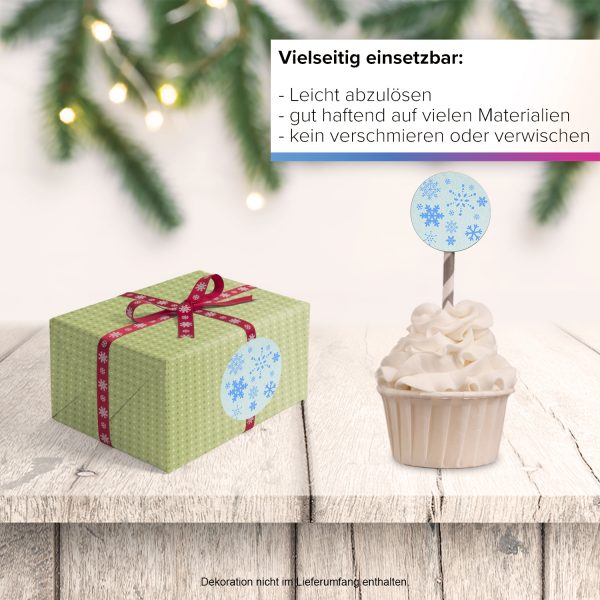 48 Weihnachtsaufkleber Schneeflocken - für Geschenke zu Weihnachten / Sticker / Aufkleber / Etiketten / Geschenkaufkleber rund / Set