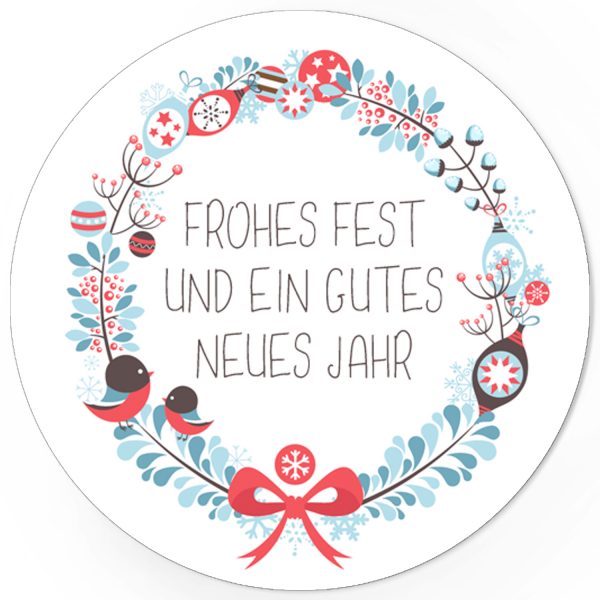 48 Weihnachtsaufkleber Frohes Fest und ein gutes neues Jahr - für Geschenke zu Weihnachten / Sticker / Aufkleber / Etiketten / Geschenkaufkleber rund / Set