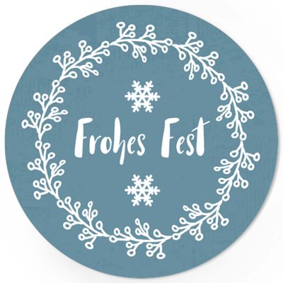 48 Weihnachtsaufkleber Frohes Fest mit Schneeflocke - für Geschenke zu Weihnachten / Sticker / Aufkleber / Etiketten / Geschenkaufkleber rund / Set