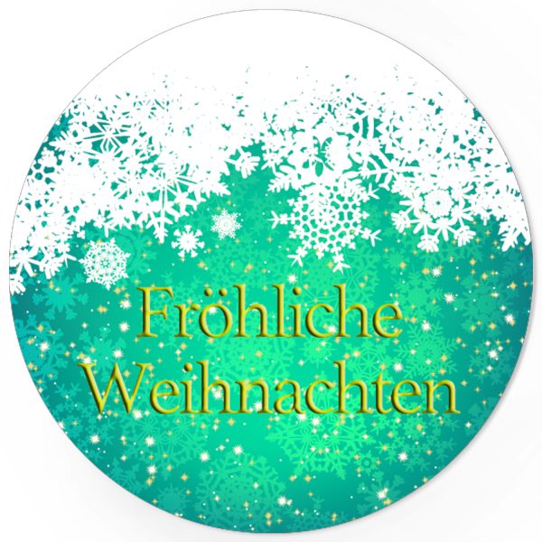 48 Weihnachtsaufkleber Fröhliche Weihnachten mit Schneeflocken - für Geschenke zu Weihnachten / Sticker / Aufkleber / Etiketten / Geschenkaufkleber rund / Set