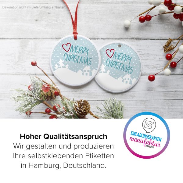 48 Weihnachtsaufkleber Merry Christmas mit Herz - für Geschenke zu Weihnachten / Sticker / Aufkleber / Etiketten / Geschenkaufkleber rund / Set