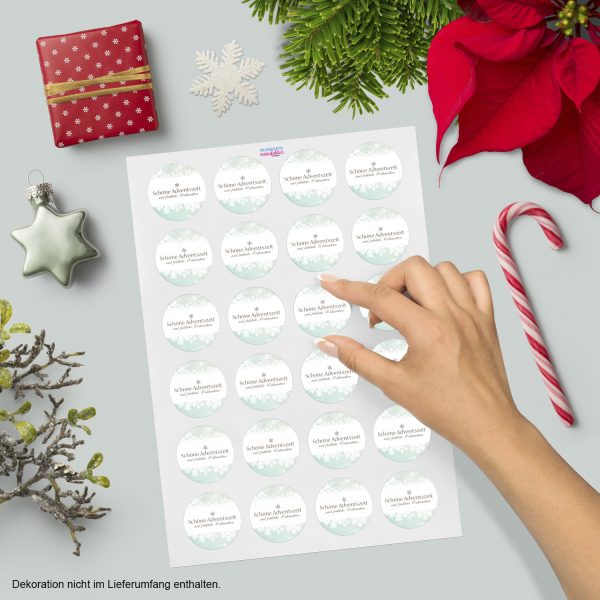 48 Weihnachtsaufkleber (Schöne Adventszeit) - für Geschenke zu Weihnachten / Sticker / Aufkleber / Etiketten / Geschenkaufkleber rund / Set