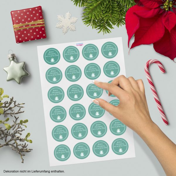 48 Weihnachtsaufkleber (Schöne Adventszeit / Frohes Fest) - für Geschenke zu Weihnachten / Sticker / Aufkleber / Etiketten / Geschenkaufkleber rund / Set