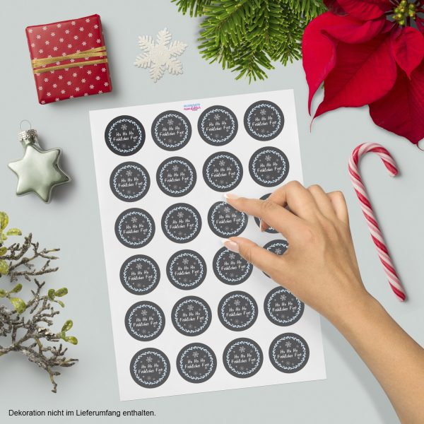 48 Weihnachtsaufkleber (Modernes Motiv) - für Geschenke zu Weihnachten / Sticker / Aufkleber / Etiketten / Geschenkaufkleber rund / Set