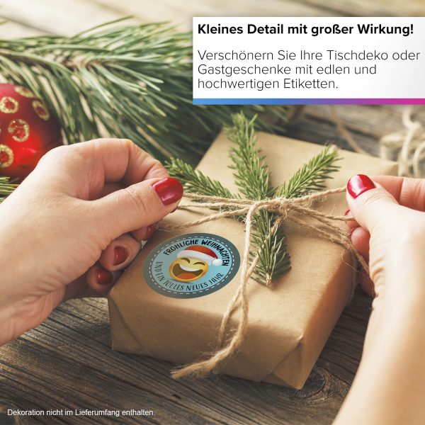 48 Weihnachtsaufkleber LACHENDER SMILEY / rund, ca. 4cm / Weihnachen / Adventskalender / Advent / Geschenke / Verpackung / Geschenkaufkleber / Set