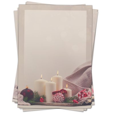 50 Blatt Weihnachtspapier (A4) | 4 Kerzen klassisch | Motivpapier | edles Briefpapier Weihnachten | beidseitig weihnachtlich bedruckt