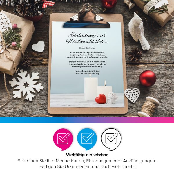 50 Blatt Weihnachtspapier (A4) | Herz Engel Kerzen | Motivpapier | edles Briefpapier Weihnachten | beidseitig weihnachtlich bedruckt