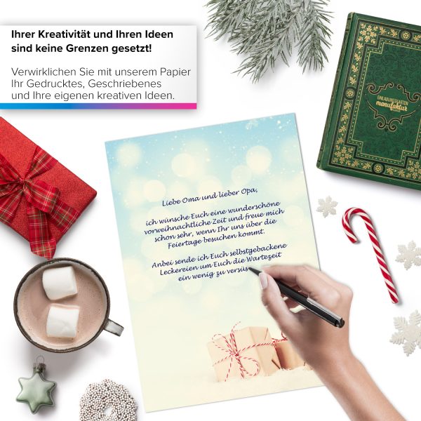 50 Blatt Weihnachtspapier (A4) | kleine Geschenke 2 | Motivpapier | edles Briefpapier Weihnachten | beidseitig weihnachtlich bedruckt