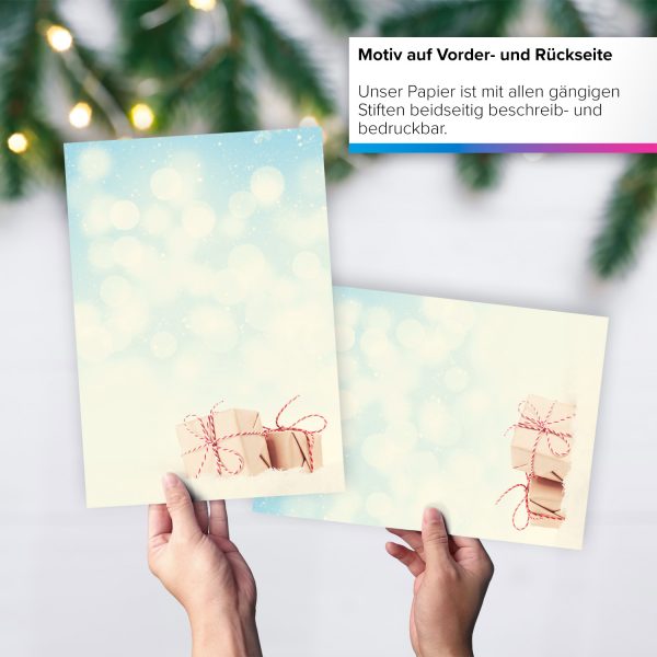 50 Blatt Weihnachtspapier (A4) | kleine Geschenke 2 | Motivpapier | edles Briefpapier Weihnachten | beidseitig weihnachtlich bedruckt