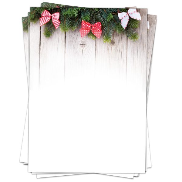 50 Blatt Weihnachtspapier (A4) | Tanne auf Holz | Motivpapier | edles Briefpapier Weihnachten | beidseitig weihnachtlich bedruckt