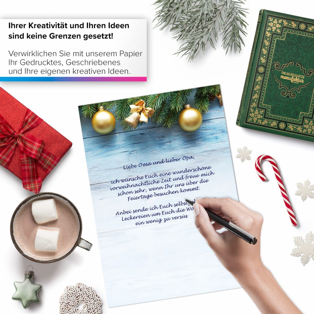 Weihnachtsbriefpapier Sternenband – 20 Blatt A4, Für Drucker & Handbeschriftung, 90 G/m²