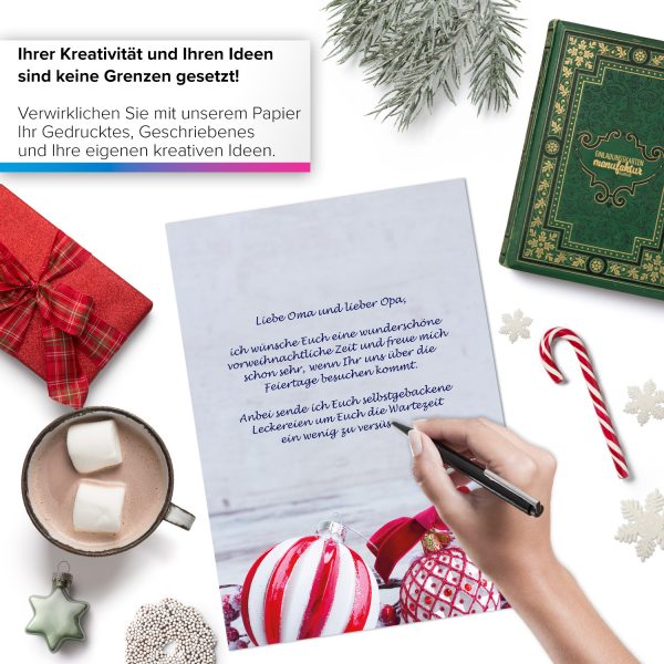 50 Blatt Weihnachtspapier (A4) | Weihnachtskugeln | Motivpapier | edles Briefpapier Weihnachten | beidseitig weihnachtlich bedruckt