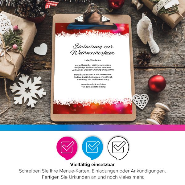 50 Blatt Weihnachtspapier (A4) | Geschäftlich oder Speisekarte | Motivpapier | edles Briefpapier Weihnachten | beidseitig weihnachtlich bedruckt