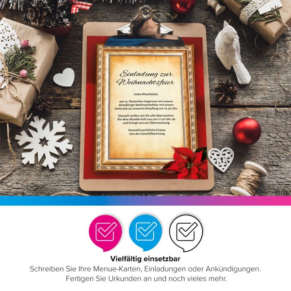 50 Blatt Weihnachtspapier (A4) | Speisekarte Rahmen | Motivpapier | edles Briefpapier Weihnachten | beidseitig weihnachtlich bedruckt