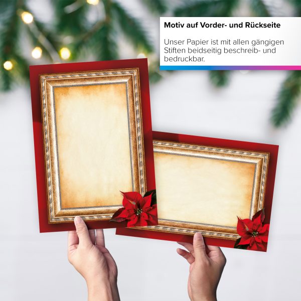 50 Blatt Weihnachtspapier (A4) | Speisekarte Rahmen | Motivpapier | edles Briefpapier Weihnachten | beidseitig weihnachtlich bedruckt