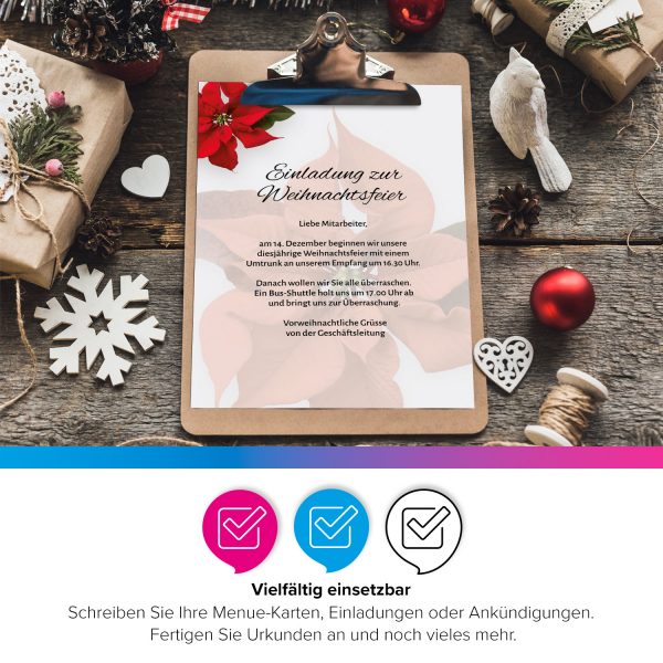 50 Blatt Weihnachtspapier (A4) | Weihnachtsstern | Motivpapier | edles Briefpapier Weihnachten | beidseitig weihnachtlich bedruckt