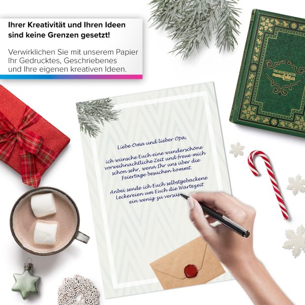 50 Blatt Weihnachtspapier (A4) | Modern | Motivpapier | edles Briefpapier Weihnachten | beidseitig weihnachtlich bedruckt