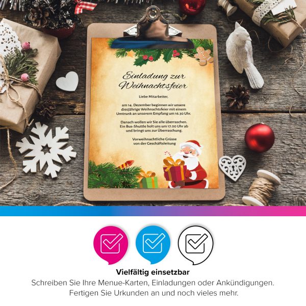 50 Blatt Weihnachtspapier (A4) | Weihnachtsmann Vintage 2 | Motivpapier | edles Briefpapier Weihnachten | beidseitig weihnachtlich bedruckt