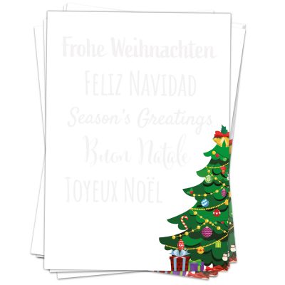 50 Blatt Weihnachtspapier (A4) | Viele Sprachen International | Motivpapier | edles Briefpapier Weihnachten | beidseitig weihnachtlich bedruckt