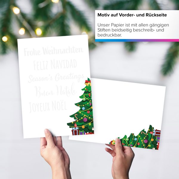 50 Blatt Weihnachtspapier (A4) | Viele Sprachen International | Motivpapier | edles Briefpapier Weihnachten | beidseitig weihnachtlich bedruckt