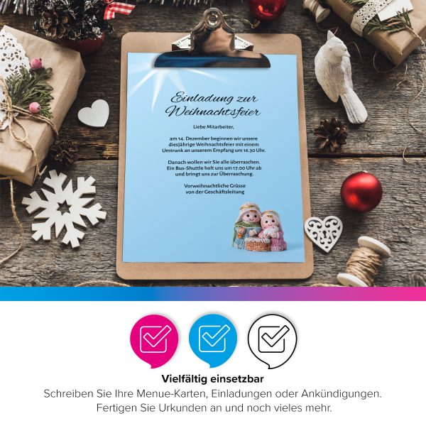 50 Blatt Weihnachtspapier (A4) | Weihnachtsstern | Motivpapier | edles Briefpapier Weihnachten | beidseitig weihnachtlich bedruckt