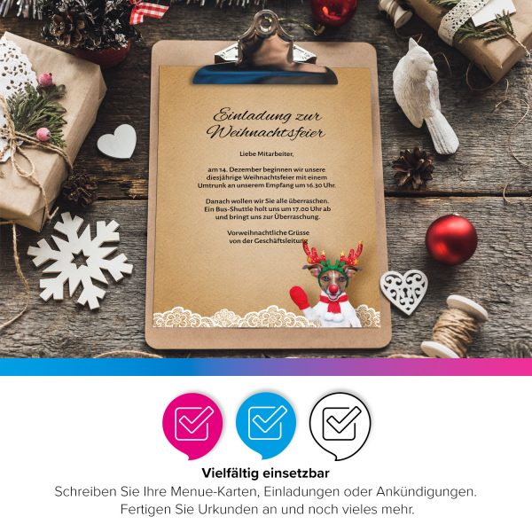50 Blatt Weihnachtspapier (A4) | Lustiger Hund | Motivpapier | edles Briefpapier Weihnachten | beidseitig weihnachtlich bedruckt