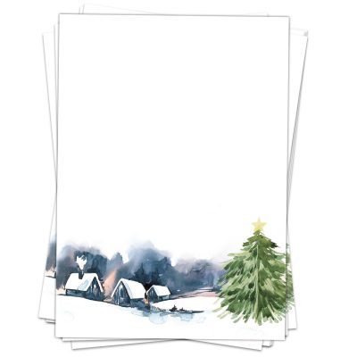 Weihnachtsbriefpapier WINTER-AQUARELL Briefpapier für Weihnachten geschäftlich 
