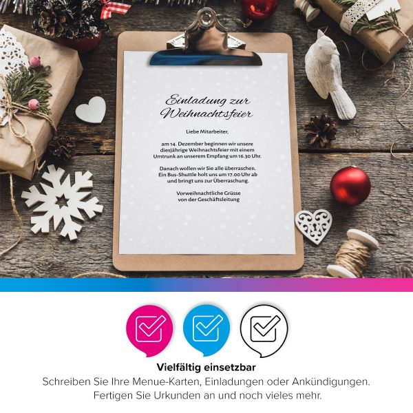 50 Blatt Weihnachtspapier (A4) | Schneeflocken auf Grau | Motivpapier | edles Briefpapier Weihnachten | beidseitig weihnachtlich bedruckt