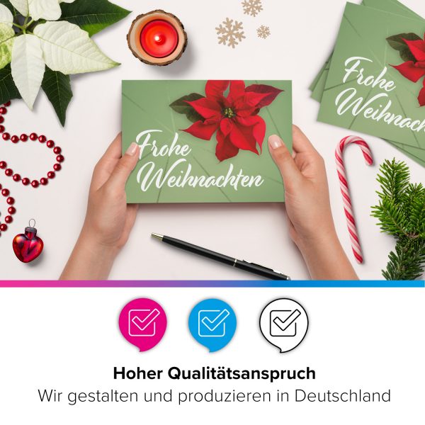 8 moderne Weihnachtskarten mit Umschlag - Motiv Weihnachtsstern 2 - Design-Karten zu Weihnachten im Set