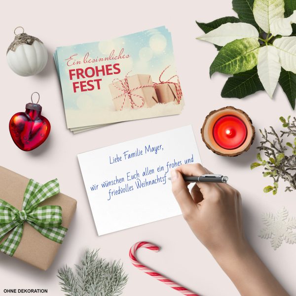 8 moderne Weihnachtskarten mit Umschlag - Motiv Geschenke - Design-Karten zu Weihnachten im Set