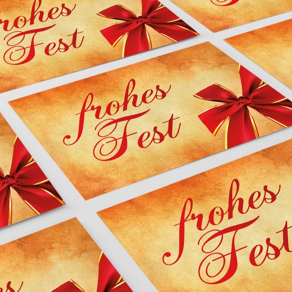 8 moderne Weihnachtskarten mit Umschlag - Motiv Große rote Schleife - Design-Karten zu Weihnachten im Set