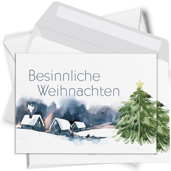8 moderne Weihnachtskarten mit Umschlag - Motiv Besinnliche Weihnachten Aqua Look - Design-Karten zu Weihnachten im Set