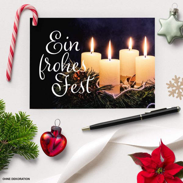 8 moderne Weihnachtskarten mit Umschlag - Motiv Adventskranz - Design-Karten zu Weihnachten im Set